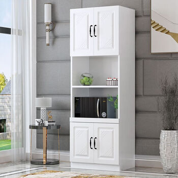 Fancychic european sideboard multifunctional kitchen cupboard wine cabinet living room wall integrated cabinet storage cabinet storage cabinet a model warm white 60+ european door.