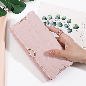 Kangaroo wallet female niche design 2025 new simple folding long wallet small fresh trendy handbag female small bag hand pink