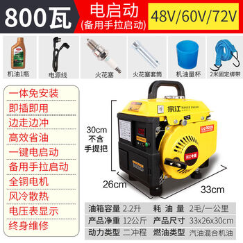 Zongshen variable frequency electric vehicle range extender silent generator 48v60v battery vehicle two-wheel installation-free portable small portable 800 watt electric start 48-60-72 volt universal