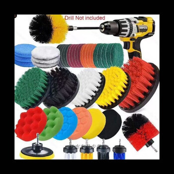 Electric drill cleaning brush head set for brushing toilets, electric bathroom tiles, multifunctional universal floor tile brush, household polishing 45-piece set, does not include electric drill