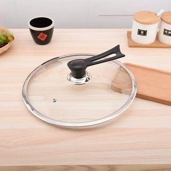 Yusenyi wide edge thickened universal sliding tempered glass pot lid transparent brown glass lid wok steamer soup pot pot lid transparent stand-up handle 26cm