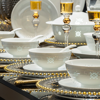 Heart appreciate good things jingdezhen linglong high white porcelain dishes set household 2025 new high-looking tableware plates and bowls complete set zhiyu 58-head gift box