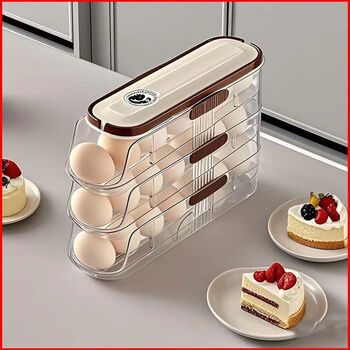Chaosihui rolling egg carton household refrigerator crisper egg finishing special side door multi-layer storage box artifact single row + 3 layers + refrigerator side door storage timer preservation