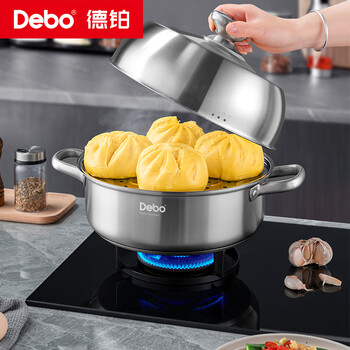 Debo debo 316 stainless steel steamer two-layer 28cm household double bottom cooking soup pot gas stove induction cooker universal