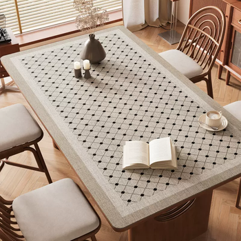 Yusenyi dining table tablecloth is oil-proof, waterproof and anti-scalding, high-end living room desktop coffee table protective pad, anti-scalding and no-wash, silicone woven rhombus 90x90cm, beautiful and practical, the best choice
