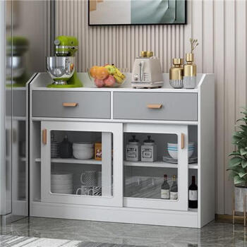 Ximofang sliding door tea cabinet cupboard wine cabinet sideboard modern minimalist kitchen multi-functional solid wood storage cabinet sideboard e type 90*30*97 double door