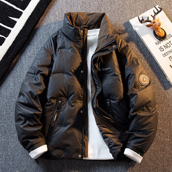 Kuraishi kazuki light luxury trendy brand winter high-end embossed stand-collar down jacket men's warm thickened short down jacket black 4xl