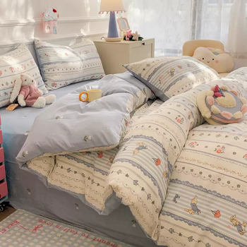 Yusenyi muji bed linen all men's bed set 44 pure cotton 100 children's set quilt cover good dormitory three-piece cotton bed huaertutu 1 piece huaertutu bed sheet style bed sheet style