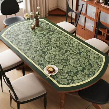 Yusenyi dining table heat-insulating and temperature-resistant mat oval water-oil disposable tablecloth mid-century style coffee table countertop protective mat silicone flower cluster curved diameter 130