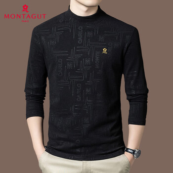 Montagut men's german velvet half-high collar double-sided warm autumn and winter new t-shirt mj s25302-black m 165 recommended 100-120 pounds