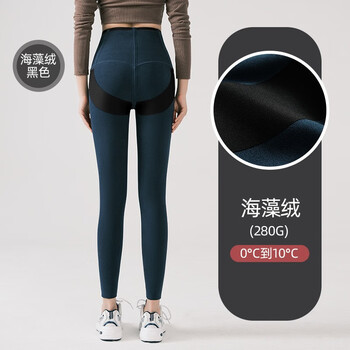 Jerrie mock high waist tummy control butt lifting pants shark pants women's spring, summer, autumn and winter sports fitness yoga pants leggings skinny body pants single piece_black-seaweed velvet xl (recommended 115-125 catties)