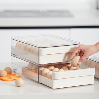 Home katei story japanese drawer-type egg storage box for refrigerator, special food-grade kitchen egg box rack holder for organization and preservation, single layer (can store 24 eggs)