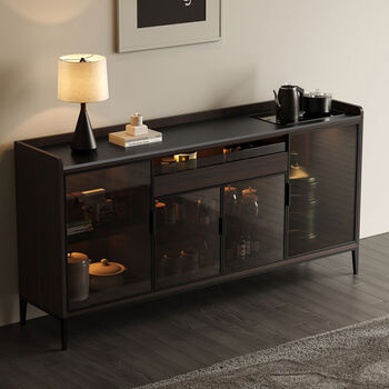 Jieyunmao italian-style slate sideboard solid wood disinfection cabinet tea bar machine integrated wall-mounted living room multi-functional tea cabinet wine cabinet 1.8m functional disinfection cabinet + tea bar machine model smoked oak