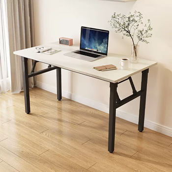 Yusenyi home computer training folding sub-strip table simple desk stall table dining table learning student rectangular right-angle desktop white square legs black frame single layer thickened cost-effective 120x40x75cm