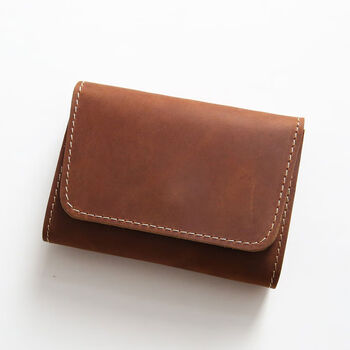 Retro casual men's top layer cowhide short wallet genuine leather men's bag student small wallet card holder youth coin bag discolored red brown crazy horse leather charge logo engraving