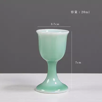 Yusenyi ceramic wine cup, white antique sake cup, rice wine goblet, spirit cup set, small wine cup, household celadon wine set, lotus wine cup