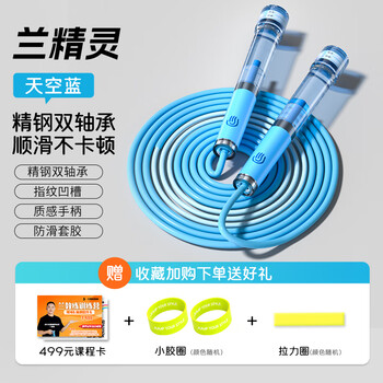 Coach lan skipping rope lan elf double-bearing children's kindergarten primary and secondary school students use test physical test racing skipping sky blue with gifts