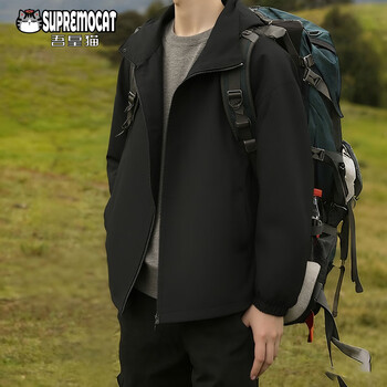 My emperor cat american trendy hooded jacket autumn new loose casual jacket men's couple sports top wj04 black l