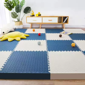 Yusenyi foam floor mat splicing floor mat tatami bedroom living room children's carpet climbing mat crawling mat sponge mat puzzle white-navy blue 30 pieces 30x30cm (1cm thick) 16 pieces free edge strips