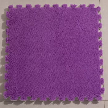 Yusenyi bedroom carpet full spliced suede puzzle foam floor mat square thickened crawling mat dormitory household machine washable purple 10 pieces free border 60x60cm thickened bottom high-end long velvet