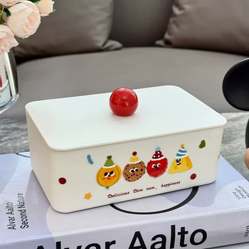 Yusenyi cute wet wipes box sealed removable tissue box with cover dustproof mask storage box toilet paper storage box desktop wet wipes box upgrade sticker red ball style
