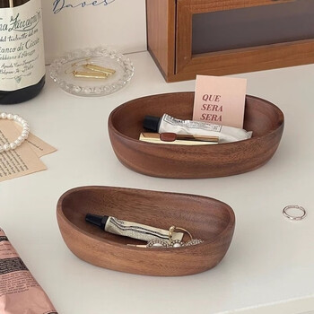 Jinpan retro walnut solid wood desktop storage box jewelry storage tray porch key miscellaneous jewelry organizing storage tray storage tray solid wood one