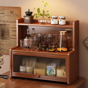 Smvp cup rack storage rack desktop cup storage rack dining table countertop tea cup coffee cup water cup tea set storage rack main picture three layers 50cm with door dustproof upgraded and thickened