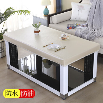 Jiaojing barbecue table cover leather cover fire electric stove cover leather cover waterproof, oil-proof, anti-scalding long tablecloth square mahjong rose champagne-pu material 80*80cm