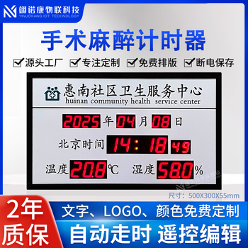 Customized hospital operating room timing board anesthesia time automatic counter led temperature and humidity clock electronic signage style reference 5 50*30cm