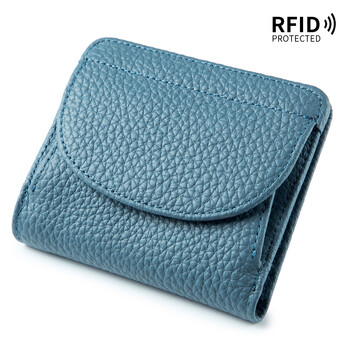 Mini wallet women's coin purse new japanese style rfid folding small purse for women denim blue