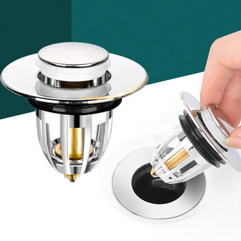 Added washbasin leakage stopper sewer tube spring core washbasin push-type anti-odor stopper accessories