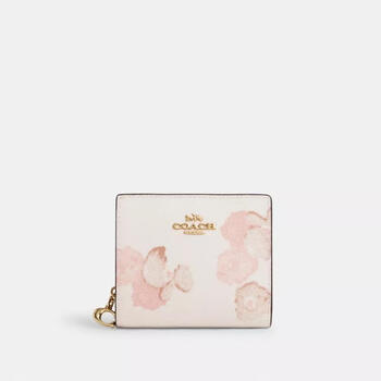 Coach women's mini wallet multi-card slot design id card window cash storage zipper coin bag printed pattern chalk multi-color