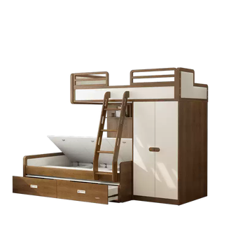 Yusenyi dui staggered solid wood bunk bed small apartment bunk bed staggered children's bed bunk high and low bunk bed wardrobe high and low bed - tatami 1350mmx1900mm more combinations