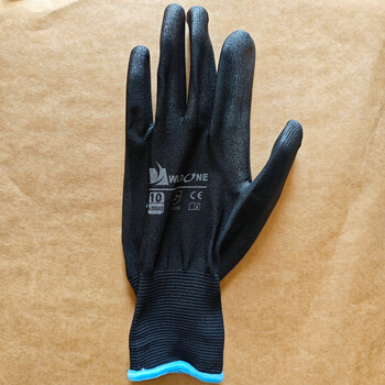 Weldon black pu coated gloves, 1 pair, comfortable, lightweight and breathable, industrial labor protection, size 9, genuine licensed black 7#, in stock, hand protection, high wear-resistant gloves