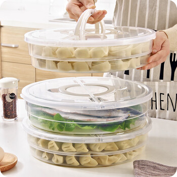 Tuojin imported high-quality frozen portable round dumpling box from germany double-layer quick-frozen dumpling storage box refrigerator crisper