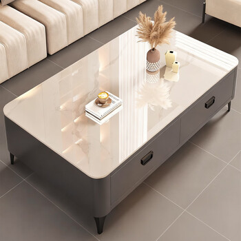 Small craftsman material coffee table living room home light luxury high-end 2025 new high-end small apartment slate coffee table tv cabinet combination gray 12