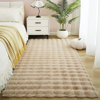 Yusenyi imitation rabbit fur warm carpet plush bedside mat bedroom cloakroom dressing table decorative floor mat living room fur carpet khaki color 50 pieces 50x80cm (support washing)