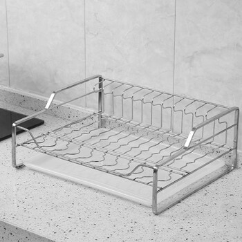 Bailon 304 stainless steel dish rack single-layer storage rack chopstick barrel cabinet countertop kitchen supplies drain plate basket north american silver gray plus size