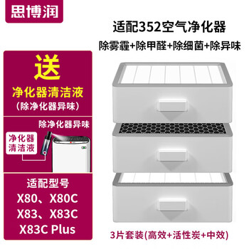 Siborun is suitable for 352 air purifier filter element filter x80 x83 x80c x83c x80/x83 haze removal upgraded version (bottom layer + middle layer + upper layer)
