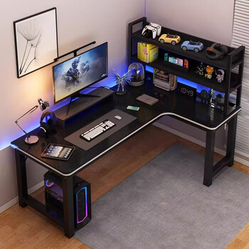 First forest e-sports all-in-one desk computer desk desktop home carbon fiber corner l-shaped bedroom corner integrated desk desk thick steel frame cool black 120*80*75cm corners can be interchanged left and right easy installation丨with installation tools