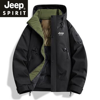 Jeep spirit jeep down cotton jacket men's 2025 new workwear quilted jacket cotton mountaineering jacket autumn and winter black s recommended 95-115 catties