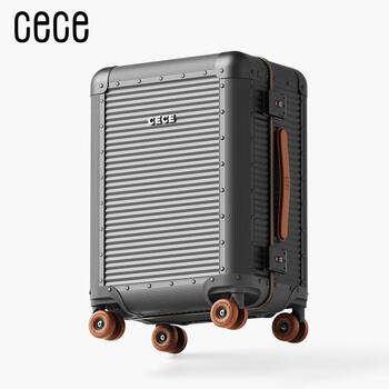 Cece aluminum-magnesium alloy suitcase metal men's and women's aluminum frame trolley case business titanium empty gray 20 inches