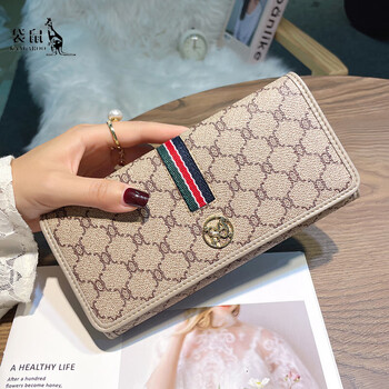 Kangaroo leather first layer cowhide wallet women's long style 2025 new niche design large capacity two-in-one women's wallet apricot (10 card slots first layer cowhide)