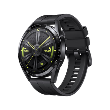 Huawei watch gt3 blood oxygen and body temperature detection smart two-week battery life bluetooth call heart rate monitoring swimming waterproof men and women phone watch 46mm black fluorine rubber strap vitality style
