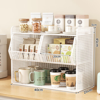 Shijanu tea room storage rack tea bag storage box desktop snack rack water cup holder home dining table countertop sideboard tea set white large