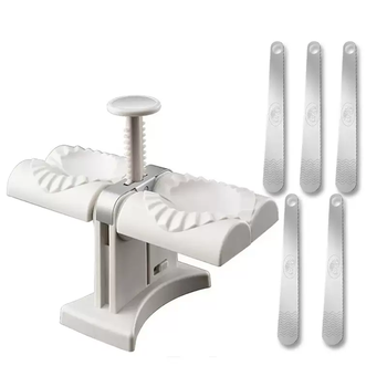 Yusenyi douyin popular dumpling making machine, pinching dumpling artifact, household fully automatic dumpling making mold, small dumpling special machine, manual pressing (double-headed dumpling maker) - (5 filling spoons)