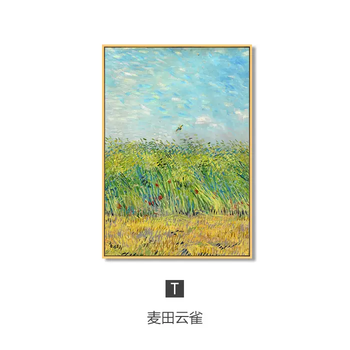 Yusenyi sunflower living room hanging painting van gogh starry night oil painting restaurant background sofa decoration wall world famous painting xuan t (wheat field lark) light luxury gold frame environmentally friendly ps frame-hd oil screen 3.5cm frame-moisture-proof backboard-hd waterproof screen vertical version 90x140cm