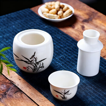 Wei ci wine warmer, yellow wine warmer, chinese style household 2 liang wine warmer, chinese style wine kettle, 2 liang wine warmer 3+1 bamboo