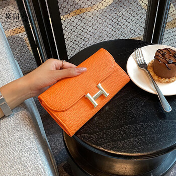 Kangaroo long wallet women's clutch large capacity multi-card slot large banknote slot card bag coin purse mobile phone bag large banknote clip new style orange