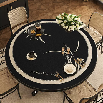 Yusen yi zhong antique style round table mat new style water oil hot washable pvc tablecloth household retro leather table mat tabas nf (round) 60786 100x100cm (anti-chili oil for more than 48h)